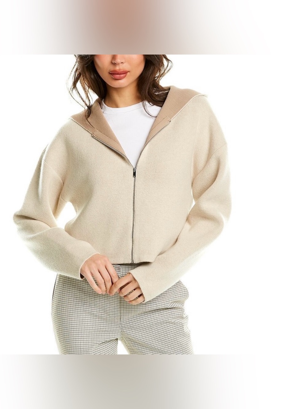 Theory Cropped Wool Blend Zip Jacket M